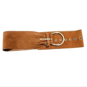 LOVESTRENGTH Austen Tan Suede Waist Belt In Genuine Leather. Size M/L